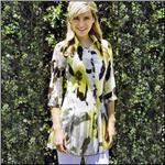 LINDI APPAREL Black &amp; Yellow Prints Stretch Pleat Tunic