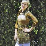 LINDI APPAREL Amazon Green/Multi Print Stretch Pleat Tunic