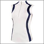 JOFIT SPORTSWEAR White/Navy Sleeveless Zip Shirt