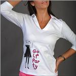GIRLS GOLF White 3/4 Sleeve Golf Par-ty Shirt