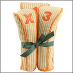 AME &amp; LULU Olive Herringbone White/Olive/Orange Clubcover Set