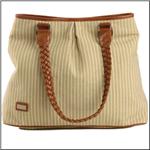 AME &amp; LULU Leather Handled Olive Herringbone City Tote