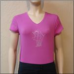 LADY GOLF Lipstick Pink V-Neck Tee With Logo
