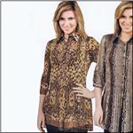 LINDI APPAREL Yellow Cheetah Stretch Pleat Tunic