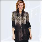LINDI APPAREL Black Leopard Stretch Pleat Tunic