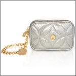 ERIC JAVITS Silver Cell Quilted Wristlet With Chain