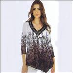 LINDI APPAREL Charcoal Multi Print Stretch Tunic