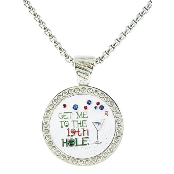 Lady Golf 19th Hole Swarovski Crystal Ball Marker Magnetic Necklace