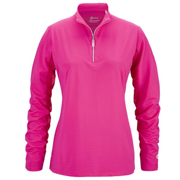 Bette Court Cool Elements Hot Pink Long Sleeve Zip Polo With
