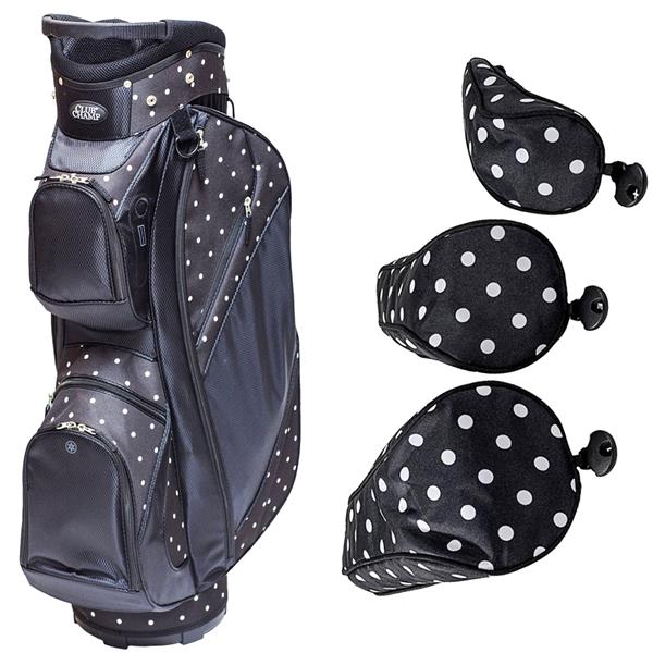 Club Champ Women s Black with White Polka Dot Print 7 Way Cart Style Golf Bag