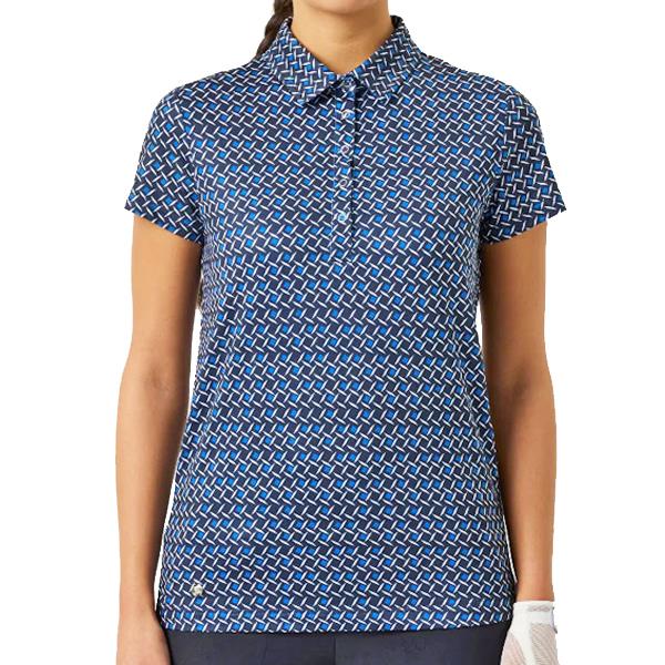 Daily Sports Sheermotion Blue Multi Geo Cap Sleeve Polo $99
