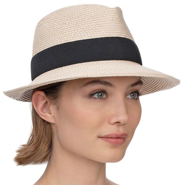 Eric Javits Ladies Squishee Classic Cream with Black Fedora