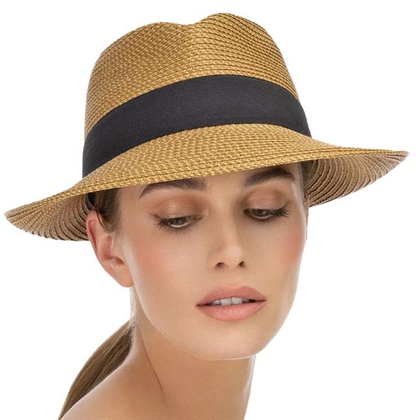 Eric Javits Ladies Squishee Classic Natural Black Fedora UPF50