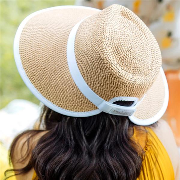 【正規品】 Eric Javits | The SunCrest Original Peanut with Tan Trim Hybric Fedora Hat  Visor 帽子