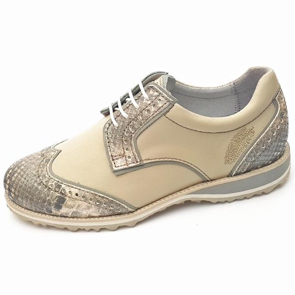 Henry und Magda Women�s Beige Python Classic Wingtip