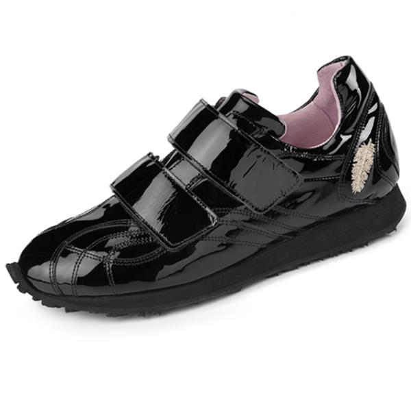 Henry und Magda Ladies Patent Black Leather Velcro