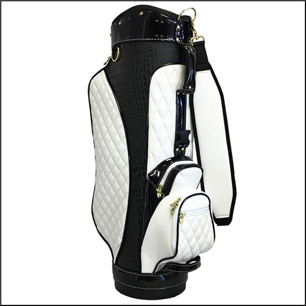 Lady Golf Custom Build Venezia White QuiltedBlack Crocodile Print Leather Golf Bag