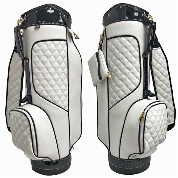 Lady Golf Bags White Diamond Large Pocket Golf Bag with Black Patent Trim
