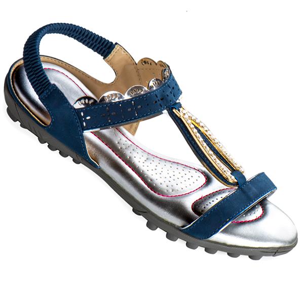 Lady Golf | Women's Navy Diamond Briolette Jeweled Golf and Leisure Sandals