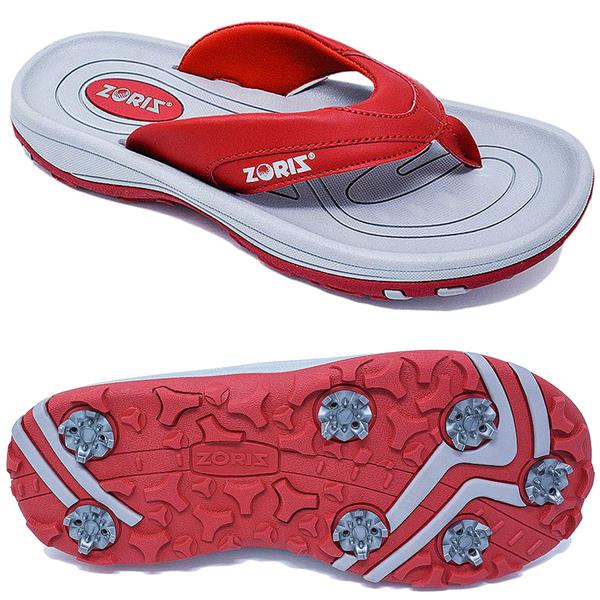 Zoriz Golf Sandals Ladies Men S Unisex Red With Grey Sandal With Soft Spikes