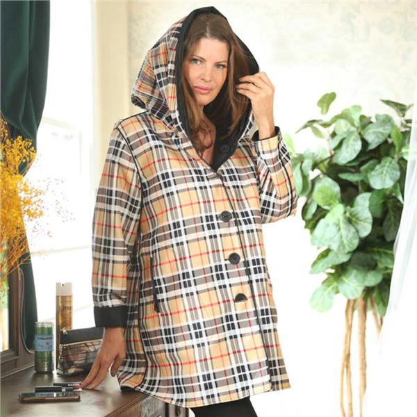 Oopera Outerwear Beige Tartan Reversible Wing and Water