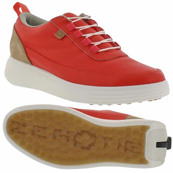 Zero Tie Shoes Women's MockToe Classic Coral Red Self Lacing Golf and