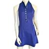 Calliope Blue Coeur Faux Leather Trimmed Stretch T-Back Dress $145