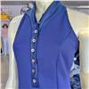 Calliope Blue Coeur Faux Leather Trimmed Stretch T-Back Dress $145