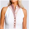 Calliope Coeur White T-Back Dress with Rose Faux Leather Trim $145