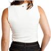 CALLIOPE Cream Cotton Blend Oh Snap Sleeveless Ribbed Round Neck Shirt $82
