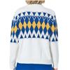 Daily Sports Ivory-Multi Placed Argyle Knit Cardigan Sweater $190