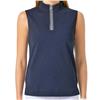 Daily Sports Kim Sleeveless Cotton Blend Navy Zip Pique Shirt $76.99
