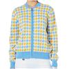 Daily Sports Houndtooth Blue Yellow Multi Knit Cardigan Sweater $230