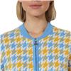 Daily Sports Houndtooth Blue Yellow Multi Knit Cardigan Sweater $230