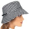 Eric Javits Houndstooth Print 3" Inch Bucket Hat - Light Weight & Packable Water Repellent Rain Hat
