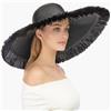 Eric Javits Fringed Floppy Solid Color Black 8-Inch Brim UPF50+ Sun Hat