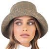 Eric Javits Tan Multi Check Print 3" Inch Bucket Hat - Light Weight & Packable Water Repellent Rain Hat