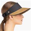 Eric Javits Champ Tipped Black-Natural-Black UPF50+ Sun Visor Blocks 95% of Harmful Rays: Sale: $188