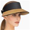 Eric Javits Champ Tipped Black-Natural-Black UPF50+ Sun Visor Blocks 95% of Harmful Rays: Sale: $188