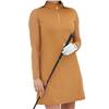 Famara Camel Raglan Ladder Mesh Stripe Long Sleeve Skater Dress $160