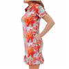 Famara Zanzibar Orange Multi Short Sleeve Frill Bottom Dress $160