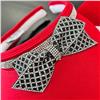 Sparkling Crystal Bling Black-Clear Lattice Bow with Black-Clear Wave Pattern Band Clip-On Visor - 7 Colors: $54.99