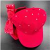 Bow-Back Crystal Studded Women's All Red Baseball Cap $39.99