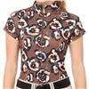 Kastel Chocolate Pansies Zip Mock Cap Sleeve $89