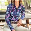 Kastel Denmark UPF30+ Navy Blue Garden Bloom Print Raglan Long Sleeve Mock $99