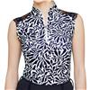 Kastel Denmark Lace Shoulder Black Vines Print Sleeveless Mock $78