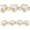 Gold Tone Hearts Faux Pearls-Crystal Lace-On Shoe Charm Pair $10.99