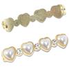 Gold Tone Hearts Faux Pearls-Crystal Lace-On Shoe Charm Pair $10.99