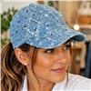 Argyle Studded Sapphire Washed Denim Baseball Cap with Leopard $39.99