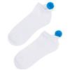 Swing Out Sister White-Blue Near No Show Pom Pom Sock $12